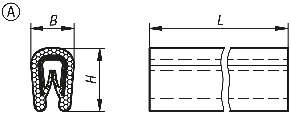 Kantenschutzprofile mit integriertem Stahlklemmband, Form A
