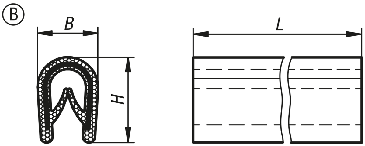 Kantenschutzprofile mit integriertem Stahlklemmband, Form B