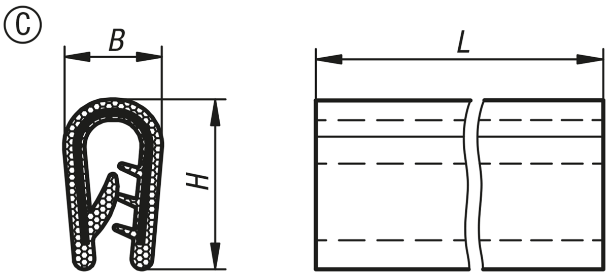 Kantenschutzprofile mit integriertem Stahlklemmband, Form C