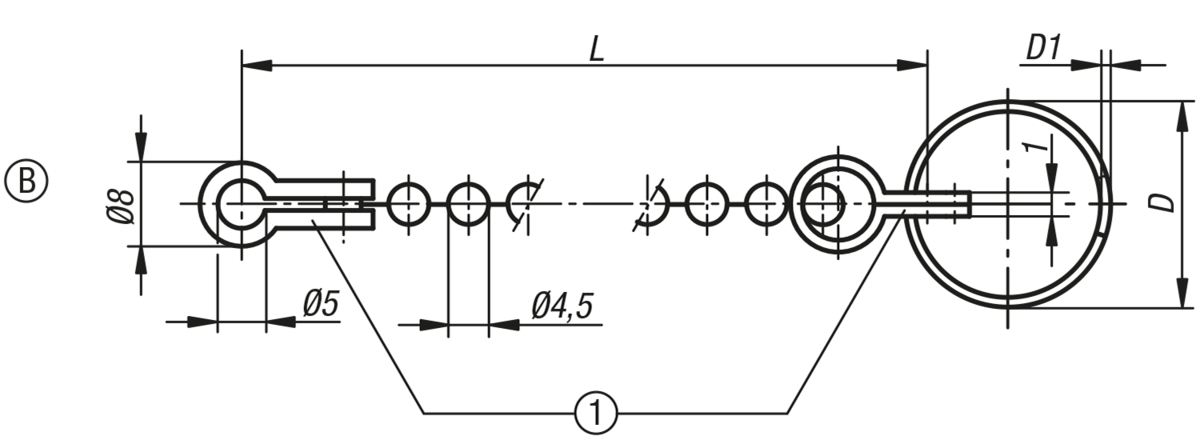 Kugelketten Form B, mit Schlüsselring